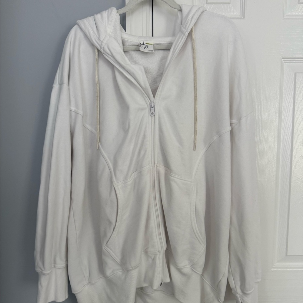 Aerie Offline White Zip-Up Hoodie